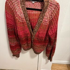 525 America Pink and Brown Knit Cardigan